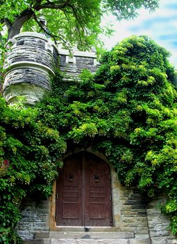 Casa Loma Hidden entrance under the Norman (West) Tower. Casa Loma one of the famous Canadian Castles situated in Toronto - Ontario.   