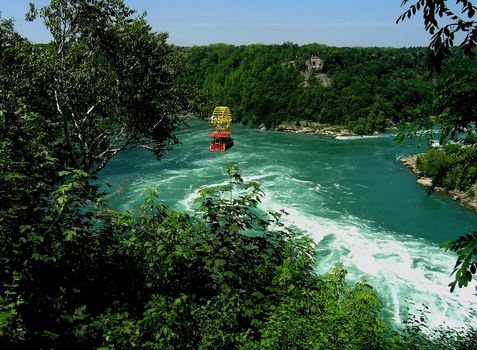One of the interesting attraction of the Niagara tourist region is cable car over the whirlpool down under the falls where the river change the direction and speed. 