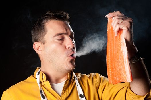 Househusband trying to be creative preparing smoked salmon