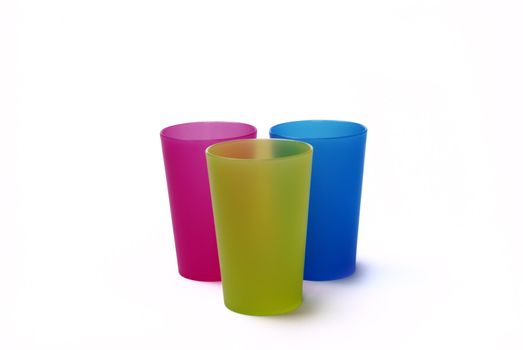 Color toothbrush holders on the white background