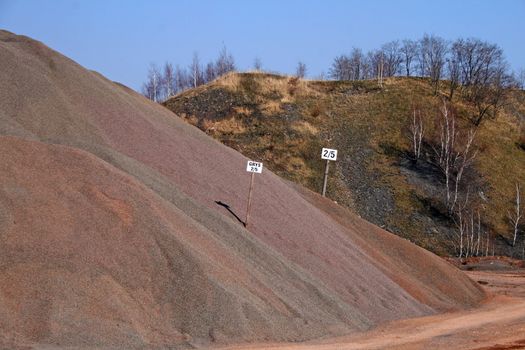 Gravel pit with signs