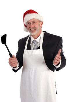 Senior Businessman volunteering at Christmas