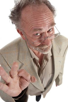 Wacky professor making "ok" gesture