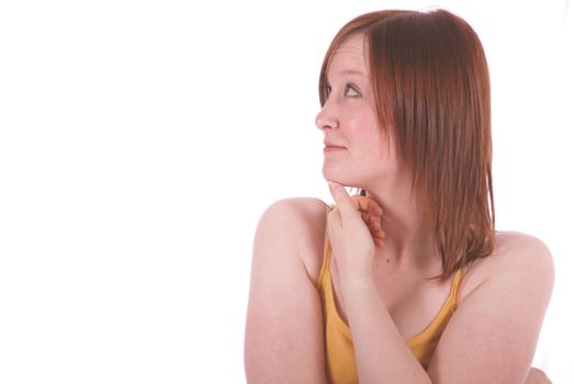 red head girl thinking