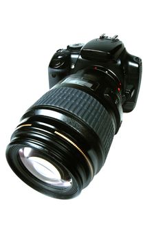 An SLR Camera with a large lens