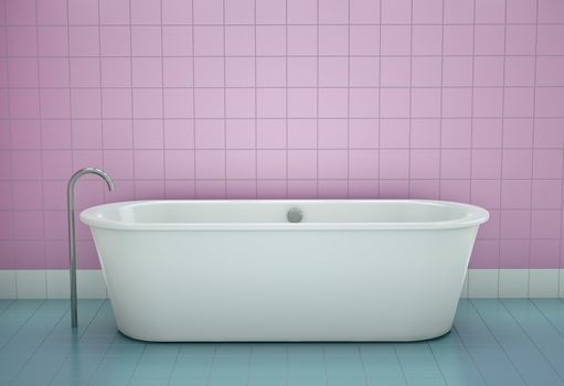 Bathtub in a bathroom. 3D render.