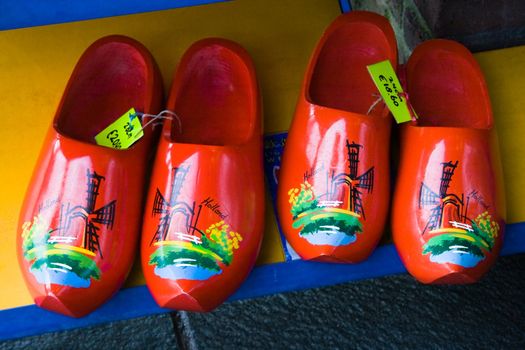 Wooden shoes for sale in shop as a souvenir from Holland