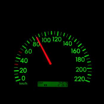 Speedometer of a car showing 85