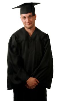A man in a graduation cap and gown