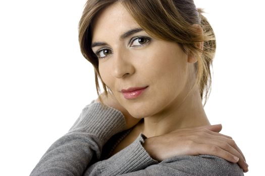 Close-up portrait of a fresh and beautiful young woman, isolated on white.