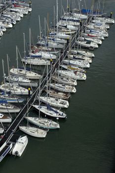 Aerial view of Belm marina at Lisbon