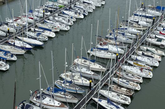 Aerial view of Belm marina at Lisbon