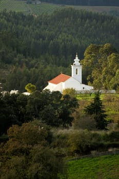 Little white church at Portigal's countryside