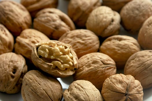 Dry walnuts on a plate