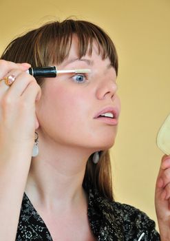 Portrait teenager with white  mascara (for volume), Mascara for emphasizing the eyes