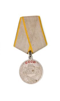 Old Soviet Medal for Combat Service on white background