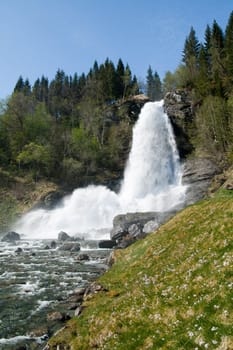 Steinsdalsfossen Waterfall in Norheimsund, Norway