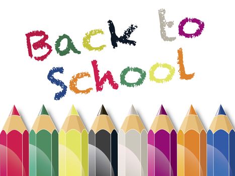 Back to School Color Pencils on White Background Illustration