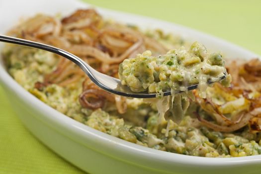 spaetzle, a bavarian kind of noodle with fried onions