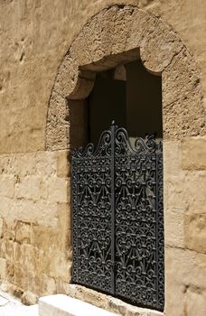 Medieval Norman entrance to a house in the city of Mdina in Malta