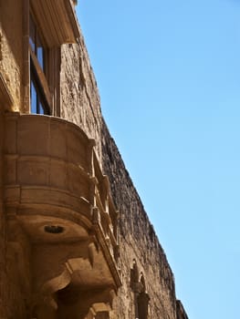 Medieval Norman style balcony in the city of Mdina in Malta