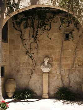 A typical Roman era courtyard in a medieval house in Mdina in Malta