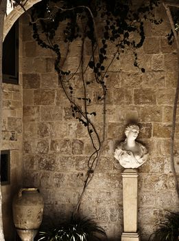 A typical Roman era courtyard in a medieval house in Mdina in Malta