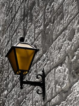 Medieval wall lantern in one of the streets of Mdina in Malta