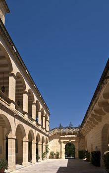 Medieval courtyard of the Presidential Palace in San Anton Gardens in Malta