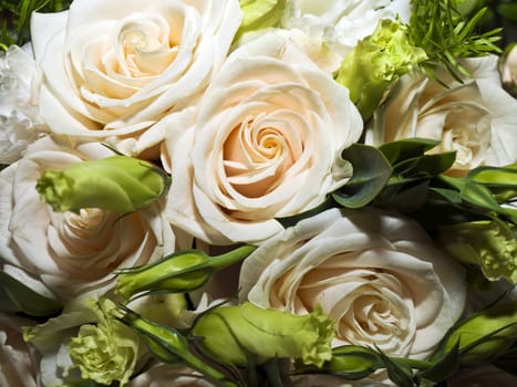 A beautiful bridal bouquet made of fresh roses