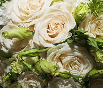 A beautiful bridal bouquet made of fresh roses