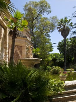 Beautiful garden setting in the Mediterranean island of Malta