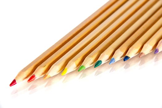 Colored pencils, on a white background
