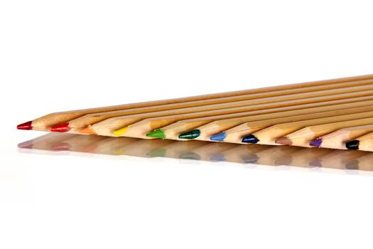 Colored pencils, on a white background