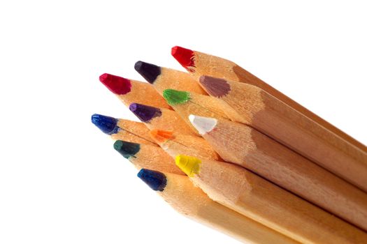 Colored pencils, on a white background