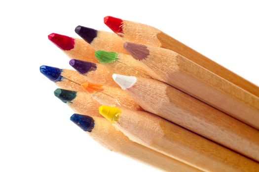 Colored pencils, on a white background