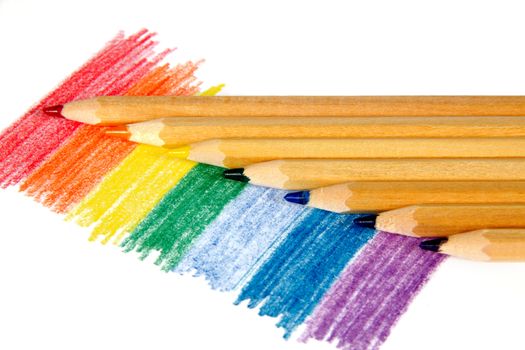 Colored pencils, on a white background