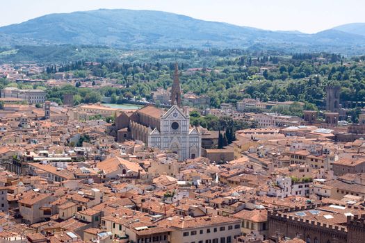 A Florence view with Basilica of the Holy Cross in summer day
