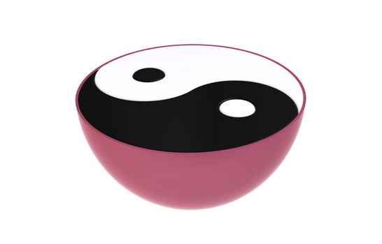 Yin-yang symbol in colored egg isolated on white