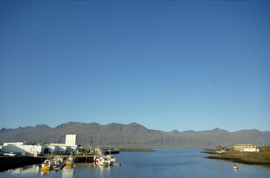 view of Reydharfjordur harbour