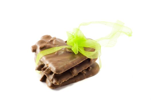 Picture of chocolate cookies, hearts with nuts