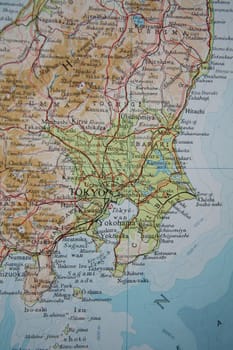 Map of Japan, focussed on capital city Tokyo