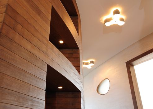 Wooden cabinet with light in the interior