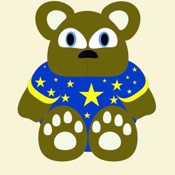 a cute drawn bear with a star tee shirt on