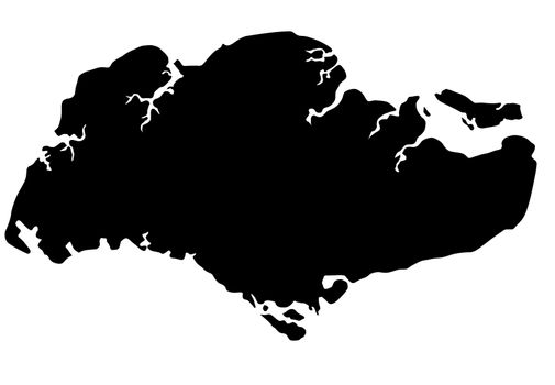 Republic of Singapore Map Outline Silhouette Illustration