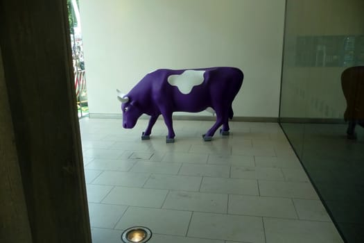 Promotional item in the shape of a cow for the E4 Udderbelly taken on the 13th June 2009, within the Royal Festival Hall in London.