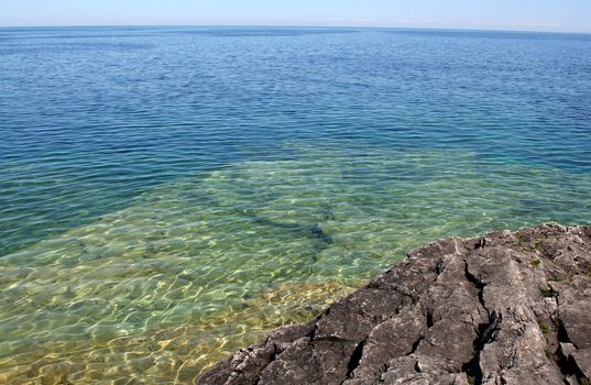 The view from a top the cliffs at Georgian Bay in  Bruce Penisula National Park in Ontario, Canada.
