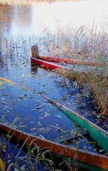 Sometimes fishing boats freeze into lake ice in late autumn.