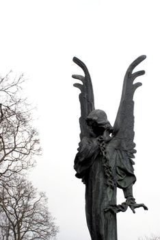 Dark angel's wings lifted silhouette of a tree branch