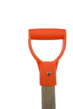 Orange snow shovel handle isolated on a white background